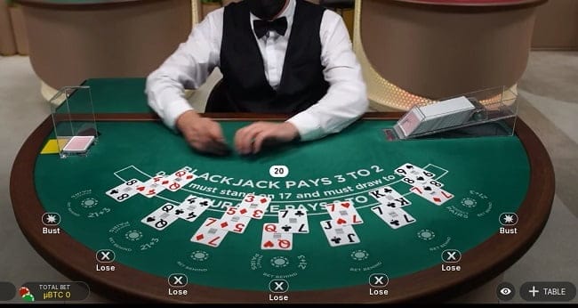 Blackjack tafel met live dealer
