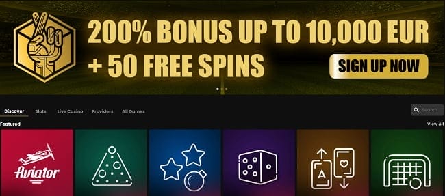 oude homepage layout van luckyblock casino