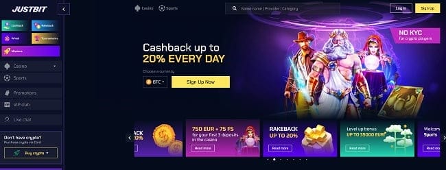 Review van homepage justbit