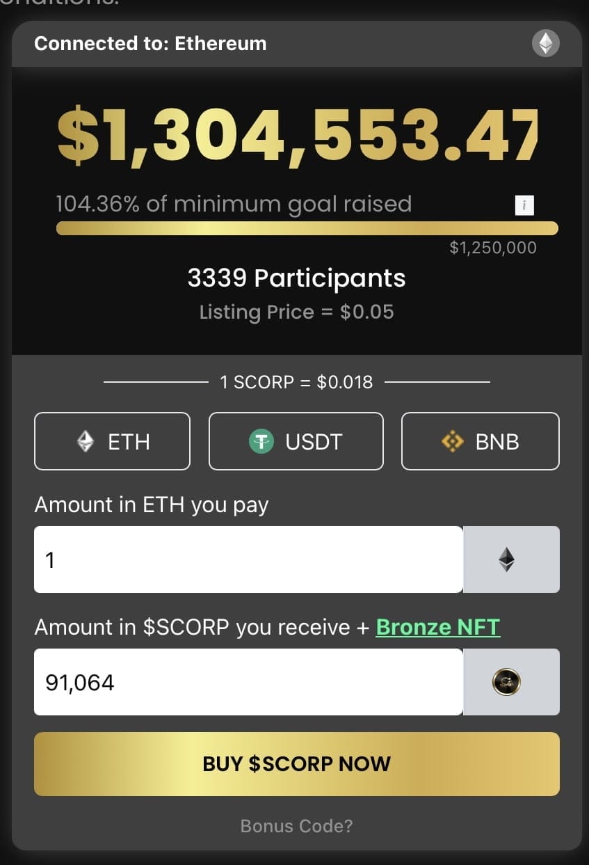 Connect wallet met scorpion casino