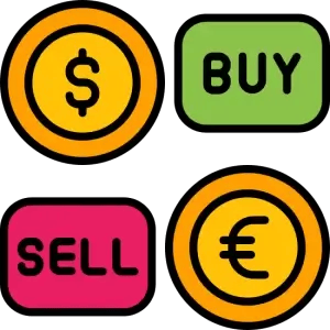 Sell and buy button for crypto to dollar