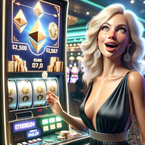 mevrouw speelt gokkast om ethereum coins