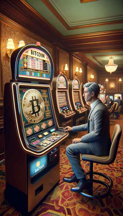 bitcoin voor een gokkast in een casino
