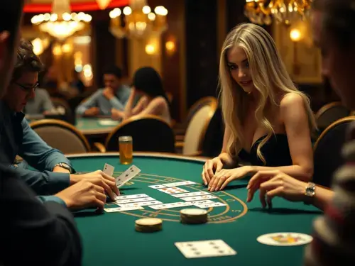 vrouw speelt live tafelspel met croupier